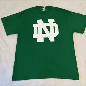 Notre Dame Fighting Irish Green & White Primary Logo T Shirt Mens XL Pro Weight